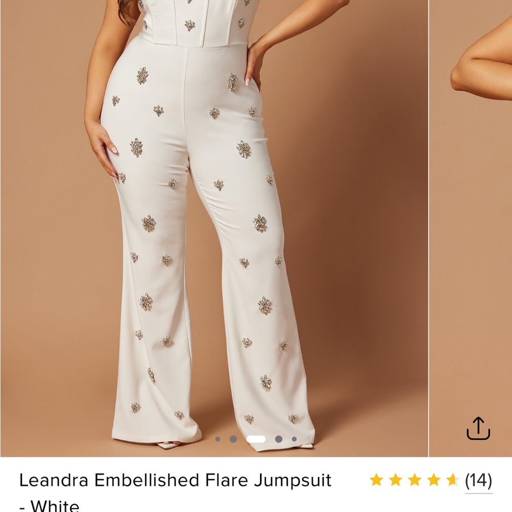 Leandra Embellished Flare Jumpsuit - White